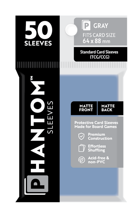 Phantom Sleeves: Gray Size (64mm x 88mm) Matte/Matte (50) - Game On
