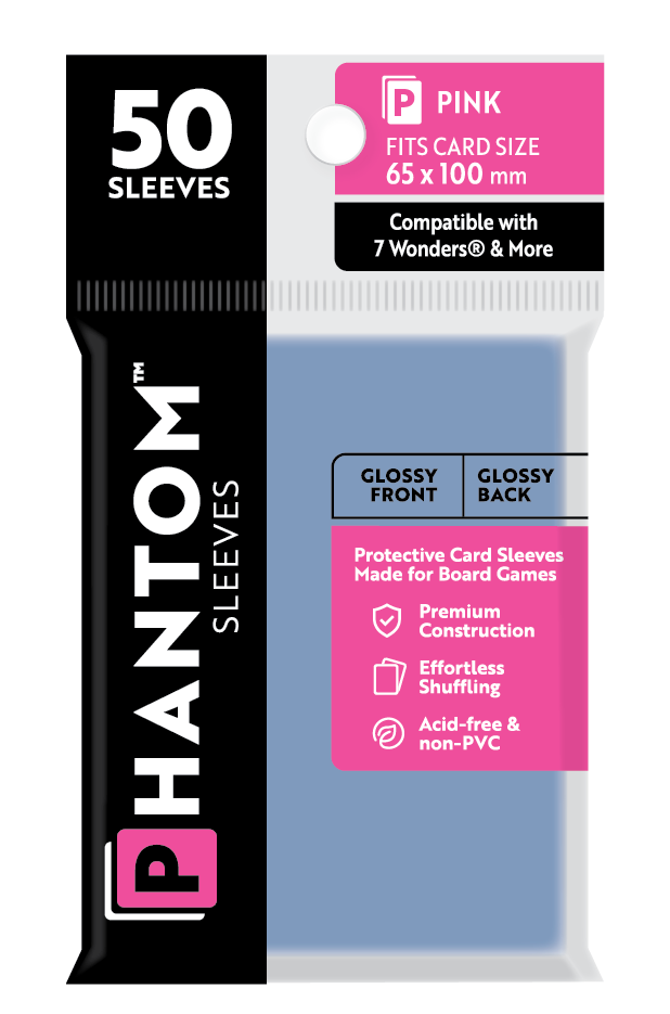 Phantom Sleeves: Pink Size (65mm x 100mm) Gloss/Gloss (50) - Game On
