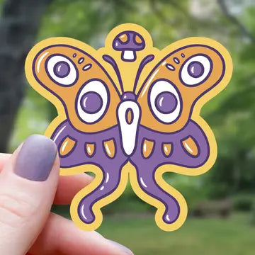 Psychadelic Mushroom Butterfly Sticker - 3" - Game On