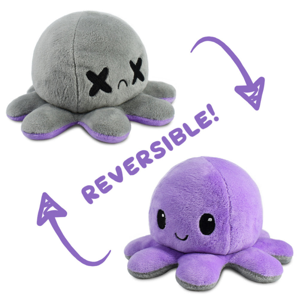 Purple/Grey Octopus - Reversible Plushie - Game On
