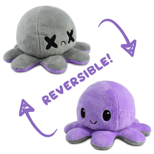 Purple/Grey Octopus - Reversible Plushie - Game On