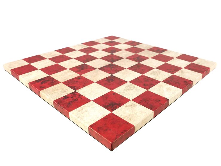 Faux Leather Chess Board - Red & Cream - Game On