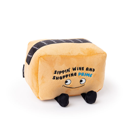 Sippin' Wine and Shopping Prime" Plush Amazon Box - Game On