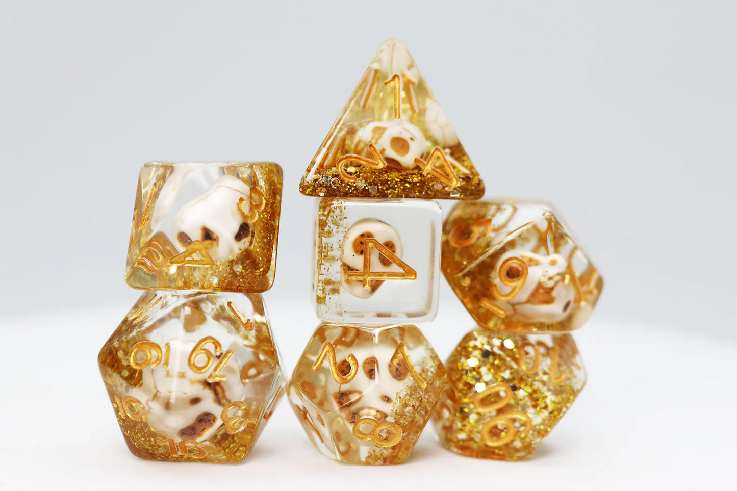 Skull & Gold Glitter RPG Dice - Game On
