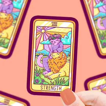 Strength Cat Major Arcana Tarot Card - Vinyl Sticker - Game On