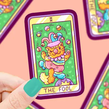 The Fool Kitty Cat Major Arcana Tarot Card Vinyl Sticker - Game On