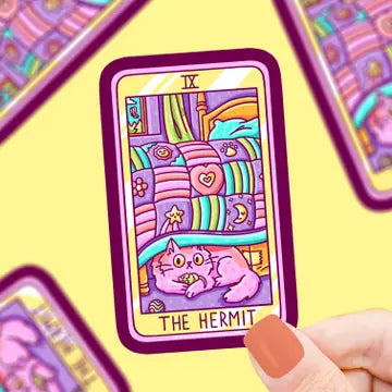 The Hermit Cat Major Arcana Tarot Card - Vinyl Sticker - Game On