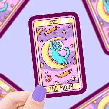 The Moon Cat Major Arcana Tarot Card - Vinyl Sticker - Game On