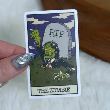The Zombie Tarot Card Halloween Sticker - Game On