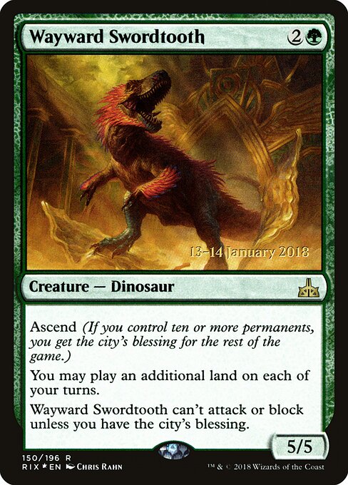 Wayward Swordtooth (150s) (Foil) - Rivals of Ixalan Promos - Game On
