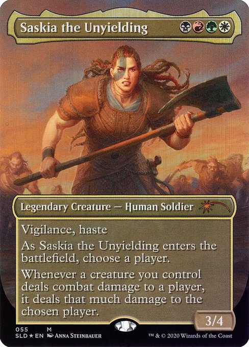 Saskia the Unyielding (55) - BORDERLESS - FULL ART (Foil) - Secret Lair Drop - Game On