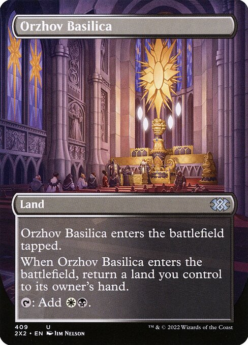 Orzhov Basilica (409) - BORDERLESS - FULL ART (Foil) - Double Masters 2022 - Game On
