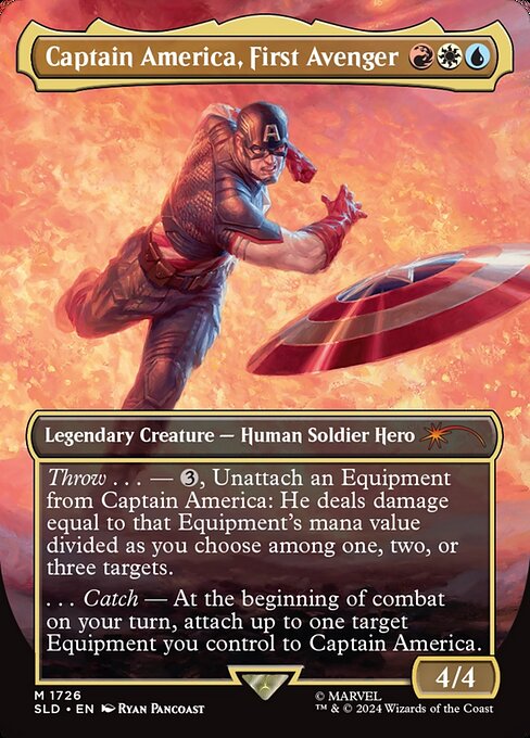 Captain America, First Avenger (1726) - BORDERLESS - FULL ART (Foil) - Secret Lair Drop - Game On