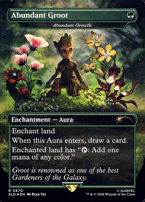 Abundant Growth (870) - BORDERLESS - FULL ART (Foil) - Secret Lair Drop - Game On