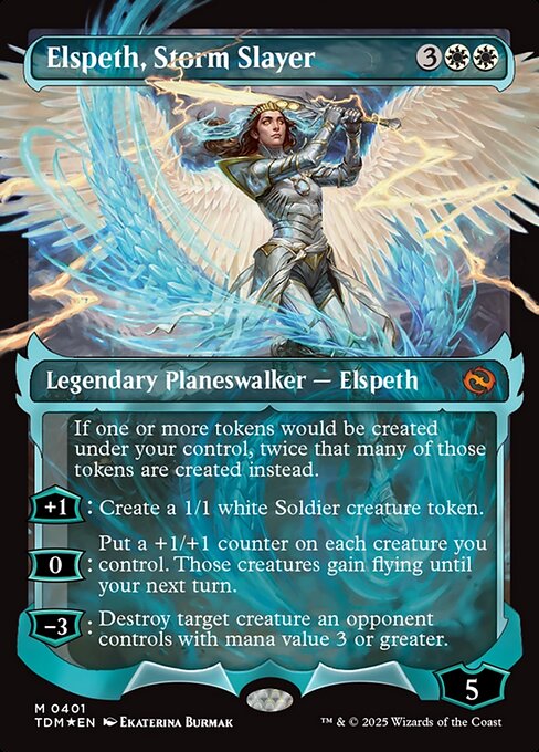Elspeth, Storm Slayer (401) - BORDERLESS (Foil) - Tarkir: Dragonstorm - Game On