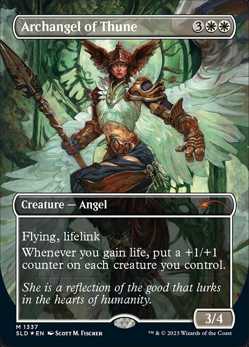 Archangel of Thune (1337) - BORDERLESS - FULL ART (Foil) - Secret Lair Drop - Game On