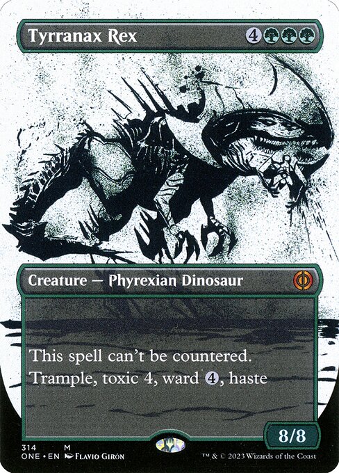 Tyrranax Rex (314) - BORDERLESS - FULL ART (Foil) - Phyrexia: All Will Be One - Game On