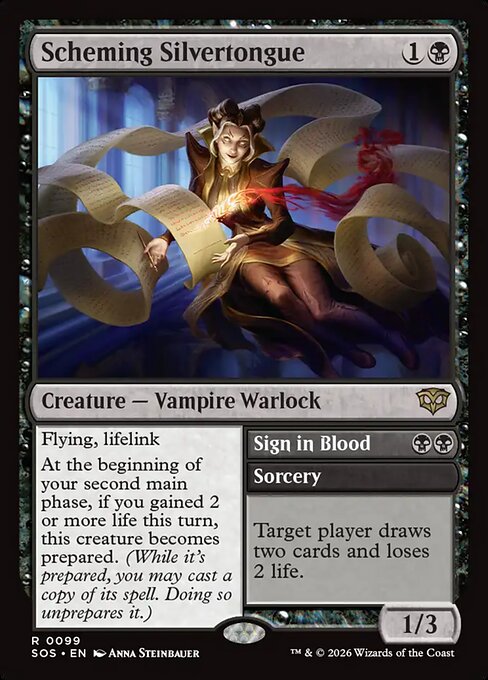 Scheming Silvertongue // Sign in Blood (99) (Foil) - Secrets of Strixhaven - Game On