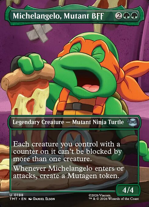 Michelangelo, Mutant BFF (198) - BORDERLESS - FULL ART (Foil) - Teenage Mutant Ninja Turtles - Game On