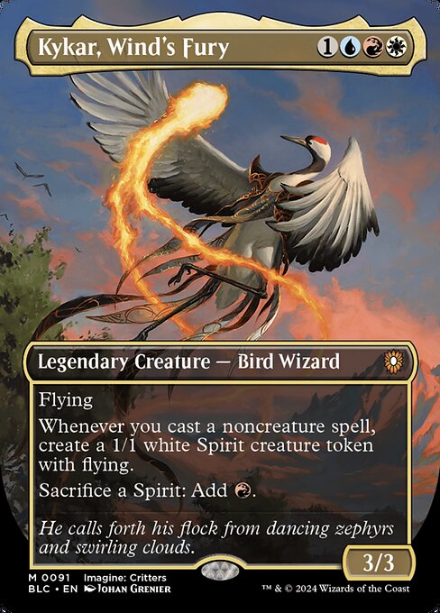 Kykar, Wind's Fury (91) - BORDERLESS (Foil) - Bloomburrow Commander - Game On