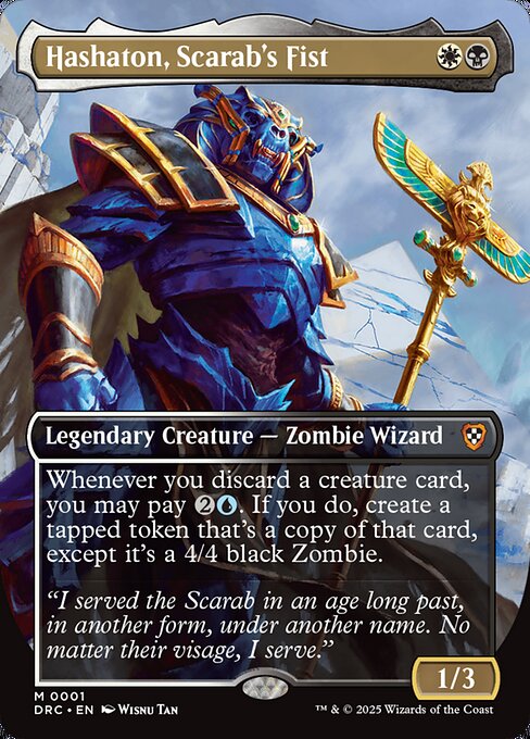 Hashaton, Scarab's Fist (1) - BORDERLESS - FULL ART (Foil) - Aetherdrift Commander - Game On