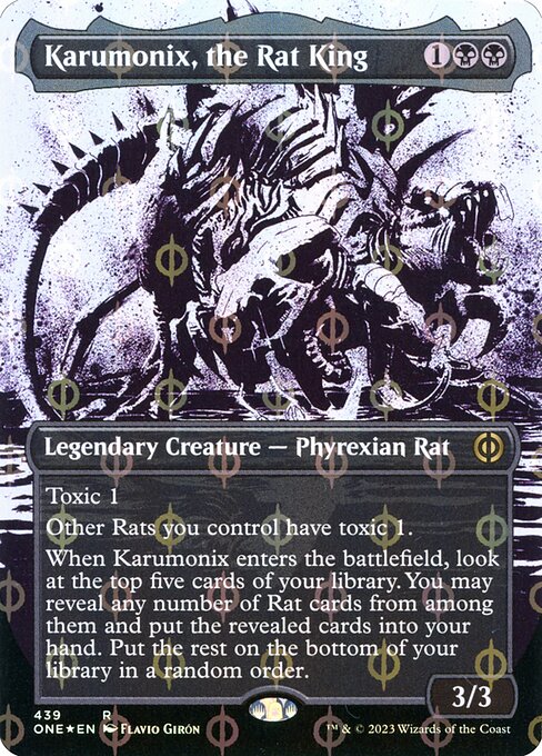 Karumonix, the Rat King (439) - BORDERLESS - FULL ART (Foil) - Phyrexia: All Will Be One - Game On