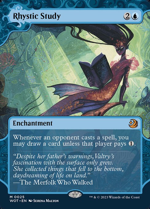 Rhystic Study (25) - BORDERLESS - FULL ART (Foil) - Wilds of Eldraine: Enchanting Tales - Game On