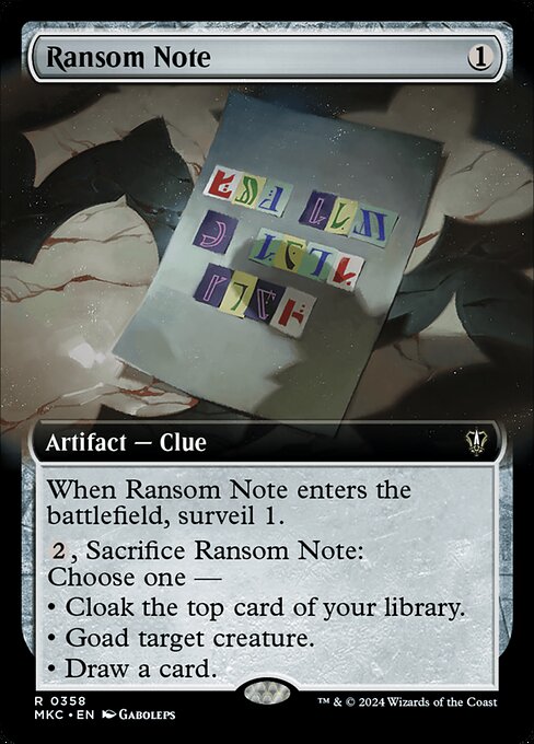 Ransom Note (358) - EXTENDED ART - Murders at Karlov Manor Commander - Game On