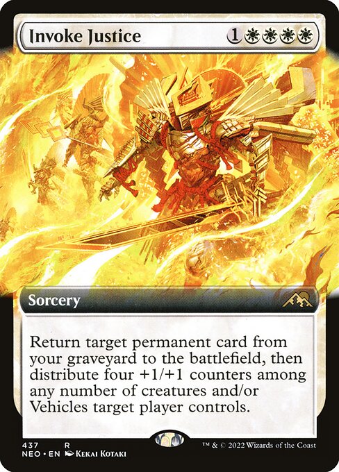 Invoke Justice (437) - EXTENDED ART (Foil) - Kamigawa: Neon Dynasty - Game On