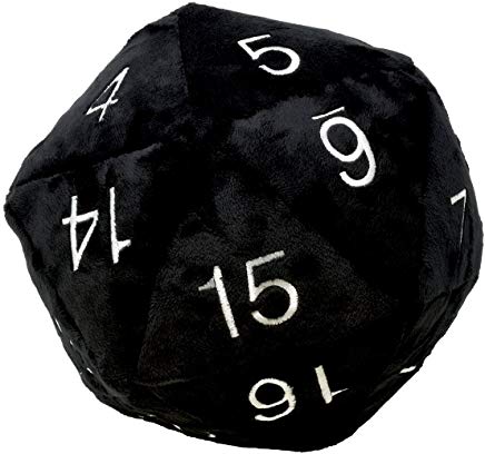 Jumbo Plush d20 Black - Game On