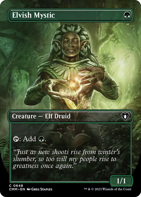 Elvish Mystic (648) - BORDERLESS - FULL ART - Commander Masters - Game On