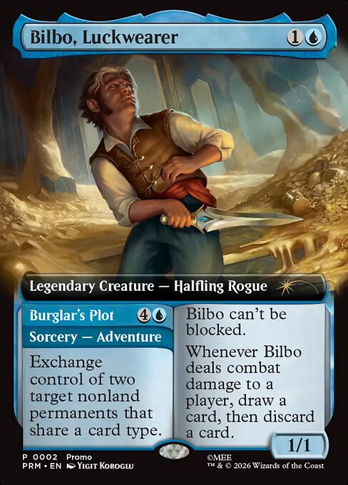 Bilbo, Luckwearer // Burglar's Plot (15) - EXTENDED ART (Foil) - Wizards Play Network 2026 - Game On