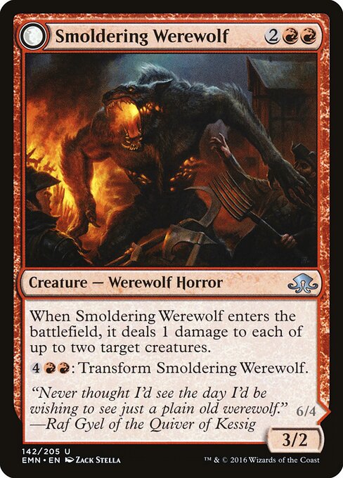 Smoldering Werewolf // Erupting Dreadwolf (142) - Eldritch Moon - Game On