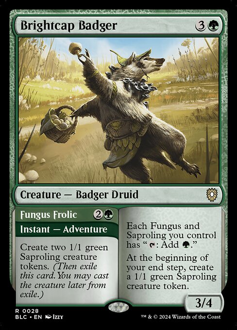 Brightcap Badger // Fungus Frolic (28) - Bloomburrow Commander - Game On