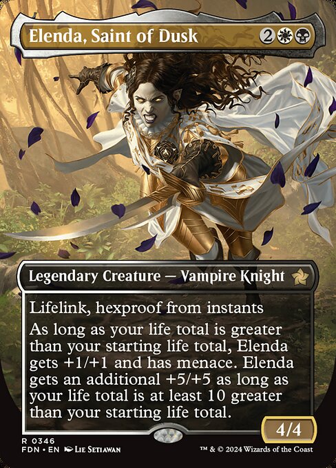 Elenda, Saint of Dusk (346) - BORDERLESS - FULL ART (Foil) - Foundations - Game On