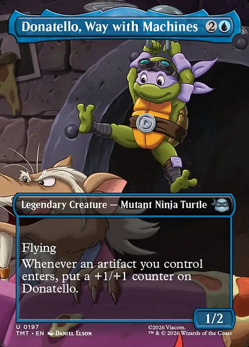 Donatello, Way with Machines (197) - BORDERLESS - FULL ART (Foil) - Teenage Mutant Ninja Turtles - Game On