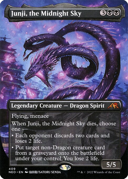 Junji, the Midnight Sky (409) - BORDERLESS - FULL ART (Foil) - Kamigawa: Neon Dynasty - Game On