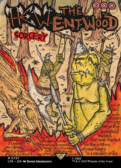 Hew the Entwood (737) - BORDERLESS - FULL ART (Foil) - The Lord of the Rings: Tales of Middle-earth - Game On