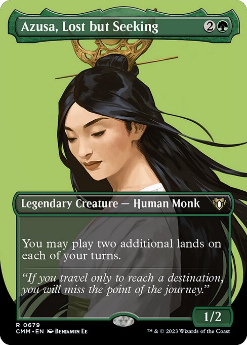 Azusa, Lost but Seeking (679) - BORDERLESS - FULL ART - Commander Masters - Game On