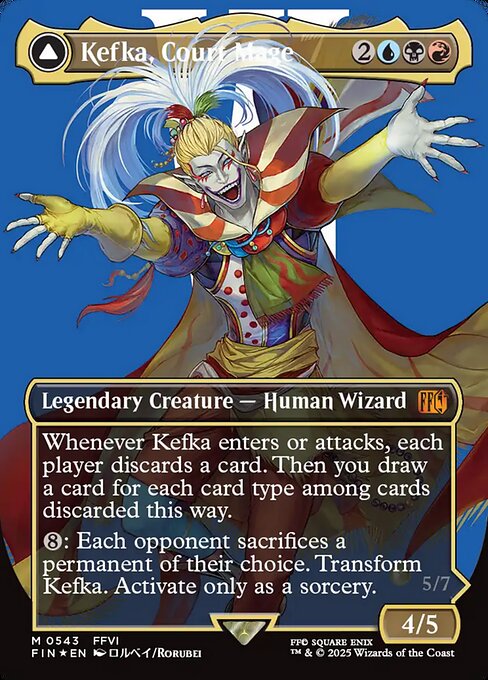 Kefka, Court Mage // Kefka, Ruler of Ruin (543) - BORDERLESS - FULL ART (Foil) - Final Fantasy - Game On