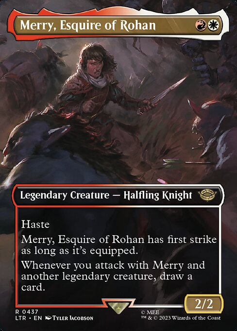 Merry, Esquire of Rohan (437) - BORDERLESS - FULL ART (Foil) - The Lord of the Rings: Tales of Middle-earth - Game On