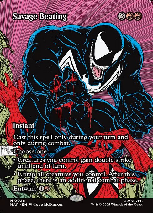 Savage Beating (26) - BORDERLESS - FULL ART (Foil) - Marvel Universe - Game On