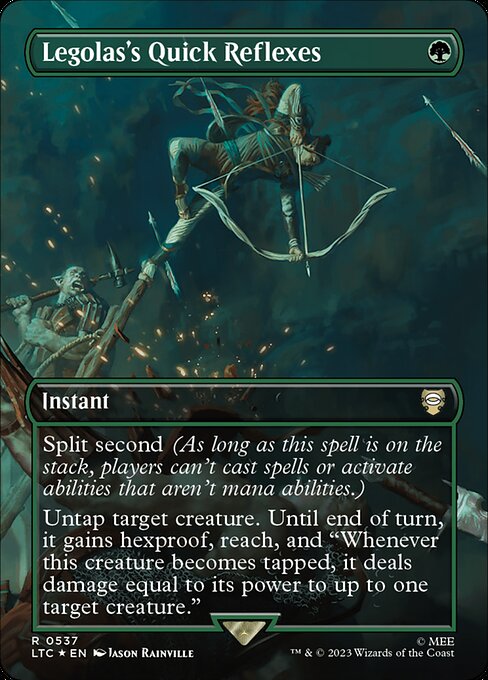 Legolas's Quick Reflexes (537) - BORDERLESS - FULL ART (Foil) - Tales of Middle-earth Commander - Game On