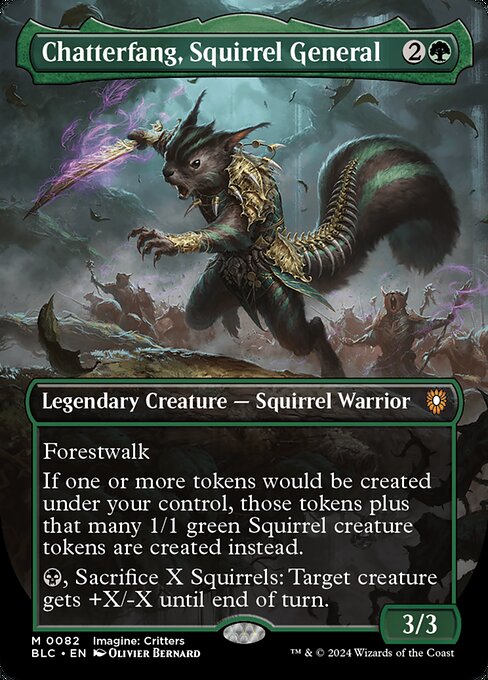 Chatterfang, Squirrel General (82) - BORDERLESS - FULL ART - Bloomburrow Commander - Game On
