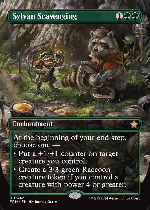 Sylvan Scavenging (342) - BORDERLESS - FULL ART (Foil) - Foundations - Game On