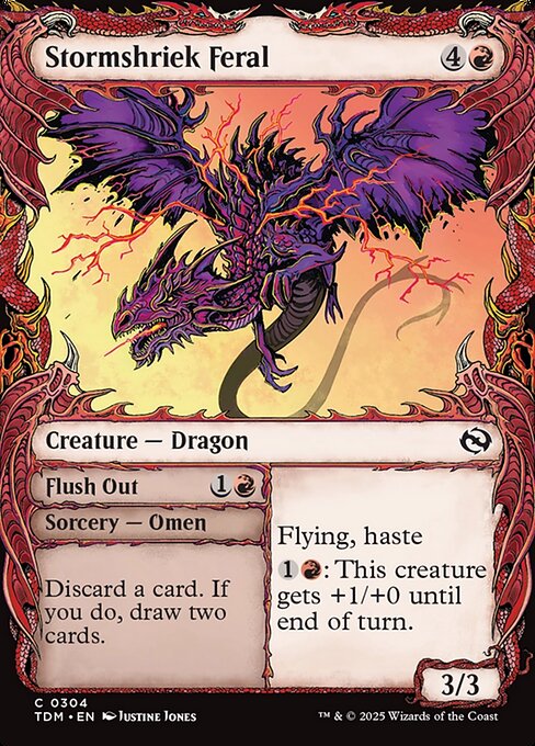Stormshriek Feral // Flush Out (304) - SHOWCASE (Foil) - Tarkir: Dragonstorm - Game On