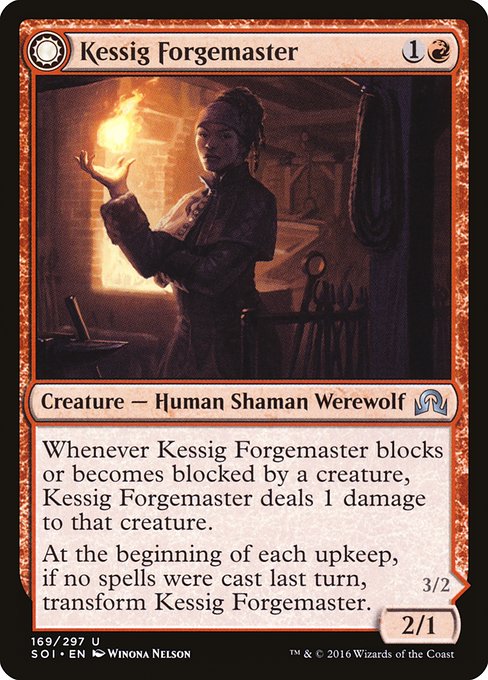 Kessig Forgemaster // Flameheart Werewolf (169) (Foil) - Shadows over Innistrad - Game On