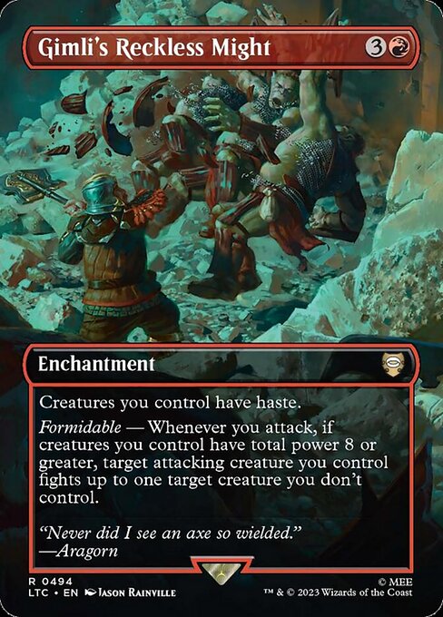 Gimli's Reckless Might (494) - BORDERLESS - FULL ART (Foil) - Tales of Middle-earth Commander - Game On