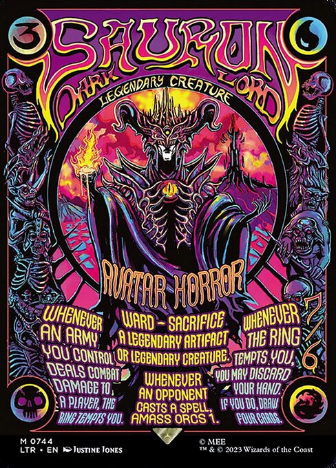 Sauron, the Dark Lord (744) - BORDERLESS - FULL ART (Foil) - The Lord of the Rings: Tales of Middle-earth - Game On