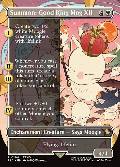 Summon: Good King Mog XII (194) - BORDERLESS - FULL ART (Foil) - Final Fantasy Commander - Game On